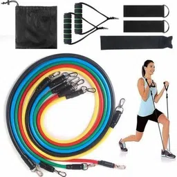 shopeleven 11 Pcs resistance band home workout gym exercise training men & women Fitness Accessory Kit Kit-picture-30