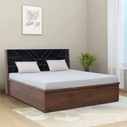 crystal furnitech Noir King Size Bed In Black Glossy & Knottywood Color with Hydraulic Storage-picture-45