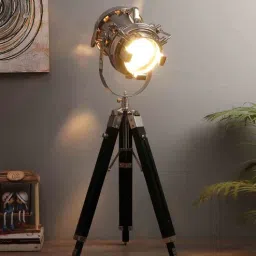pristine interiors Silver Metal Shade Table Lamp with Black Base-picture-43