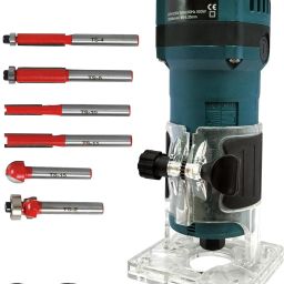 AMMK-T036 550W 30000 RPM Heavy Duty ProfessionalWoodTrimmer/RouterWith6PcsBitSet Rotary Tool-22