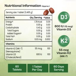 tata 1mg Vitamin D3+K2 (MK-7 )Advanced Tablet| For Stronger Bones and Immunity image 3