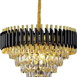 Modern 5-Tier K9 Crystal 600mm Black Gold Light Fixture for Living Room Bedroom Chandelier Ceiling Lamp-image-48