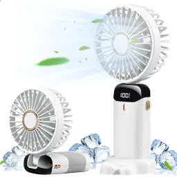 Sampri Mini Handheld Fan, Portable Fan USB Rechargeable, Small Pocket Fan Multifunction Foldable Folding Rechargeable Fan With Powerful LED Light USB Fan-0