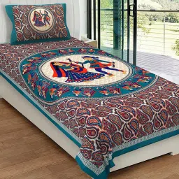140 TC Cotton Single Jaipuri Prints Flat Bedsheet-11