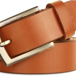 Men Casual Tan Genuine Leather Belt-image-6