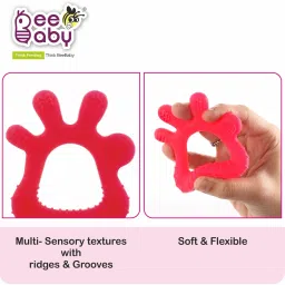 beebaby Finger Shape Soft Silicone Baby Teether with Storage Case, 100% BPA Free, 6M+ Teether image 5