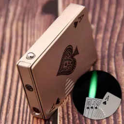 fitup Best Refillable Classic card shaped refillable Ikka cigarette lighter Jet Flame Windproof With Blue Led Torch Light | Small Pocket Lighter image 2