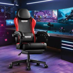 Home Office Computer Chair with PU Leather, Linkage ArmRest, Footrest, Ergonomic Gaming Chair-image-80