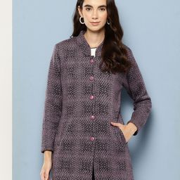metronaut Women Solid Collared Neck Purple Sweater-picture-48