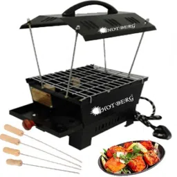 Electric & Charcoal Barbeque Grill BBQ-2485 & tandoor Stand for Home, Outdoor Picnic Camping and Traveling-Black Electric Tandoor-10