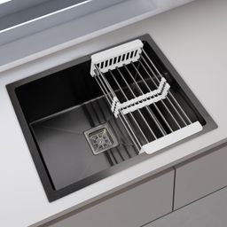 plantex High Grade Stainless Steel Handmade Kitchen Sink With Drain Rack 304 Grade Stainless Steel Handmade Kitchen Sink With Drain Rack (24x18 Inches) Vessel Sink-picture-9