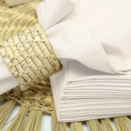 ambbi collections (Set of 4) Soft Reusuable 100% Cotton Table Napkin (Cream)-picture-37