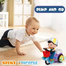 mega star Stunt Tricycle Bump and Go Toy with 4D Lights, Dancing Toy, image 3