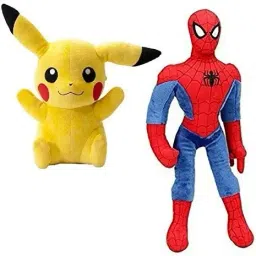 Spiderman (35 cm) Pikachu (25cm) soft toy (pack of 2) - 25 cm (Multicolor)- 30 cm-35