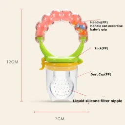 babygo Organic Baby BPA-Free Silicone Nipple fruit Nibbler with Rattle Handle Teether and Feeder image 2