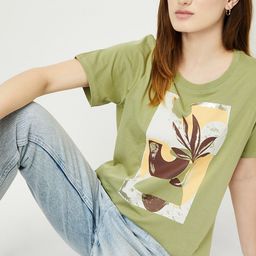 max Women Printed Round Neck Pure Cotton Green T-Shirt-picture-21
