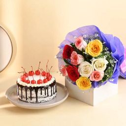 Colourful Rose Elegance With Black Forest Cake-6