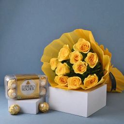 Sunkissed Rose Bouquet With Chocolates-image-41
