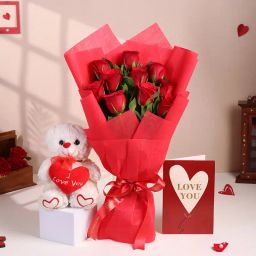 Rose Greet Teddy Combo-image-44