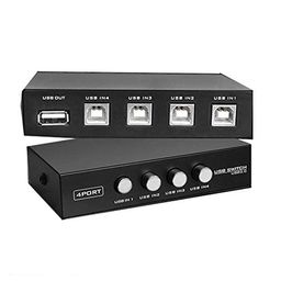 4-Port USB 2.0 Manual Push Button Switch Box, Black image 2