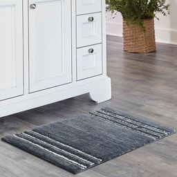 OBSESSIONS Charcoal Grey & White Self Design Ultra Absorbent Anti-Skid Rectangular Bathmat-32