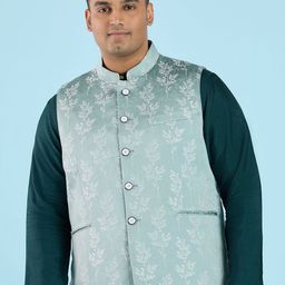 Big Hello - The Plus Life Woven Design Nehru Jacket-33