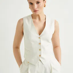 Koton Striped V-Neck Waistcoat-image-15