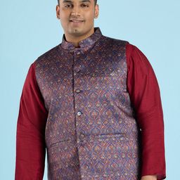 Big Hello - The Plus Life Printed Woven Sleeveless Nehru Jacket-picture-49