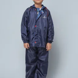 THE CLOWNFISH Kids Blue Solid Double Layered Rain Jacket-29