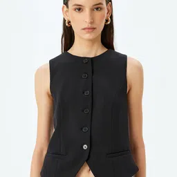 Koton Slim-Fit Round Neck Waistcoat-11