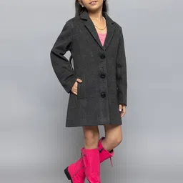 CHKOKKO Girls Woollen Longline Overcoat-image-98