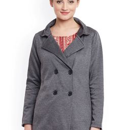 BAESD Notched Lapel Collar Double Breasted Fleece Overcoat-43