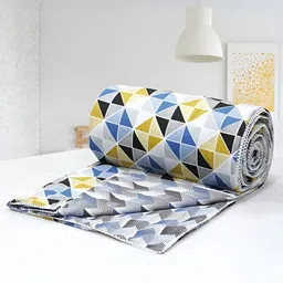 Aurave Iris Designer Yellow Geometric Reversible AC Room Cotton 150 GSM Double Bed Dohar-image-34