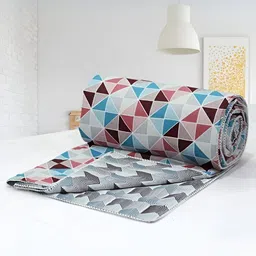 Aurave Blue & Pink Geometric Cotton AC Room 150 GSM Single Bed Dohar-5