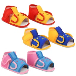 Smartots Infants Set of 3 Colourblocked Cotton Booties image 1