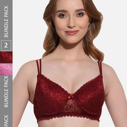 FIMS Pack Of 2 Floral Lace Full Coverage Underwired Lightly Padded Bra-8