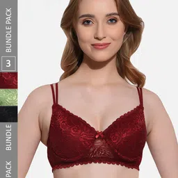 FIMS Pack Of 3 Floral Lace Full Coverage Underwired Lightly Padded Bra-7