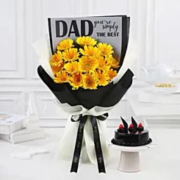 Best Dad Gerbera Bouquet N Cake Combo-24