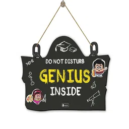 Indigifts Black & Yellow Genius Inside Printed Wall Hanging Decor-image-46