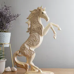 CraftVatika Cream-Coloured Standing Horse Showpiece Statue Idol-picture-26