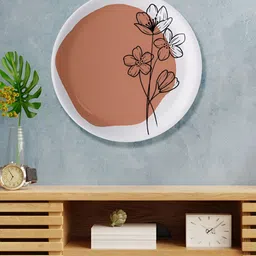 nestroots Peach-Colored Printed Round Shaped Ceramic Wall Decor Plate-image-93