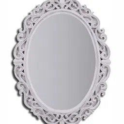 VAS collection home Oval Shaped Self Design Wooden Decorative Wall Mirror-54