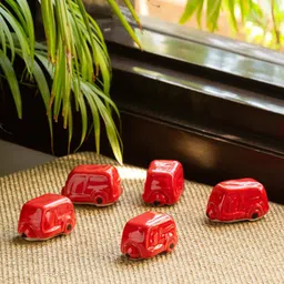 ExclusiveLane Set Of 5 Red Mini Cars Hand-Painted Miniature Decorative Ceramic Showpieces-20