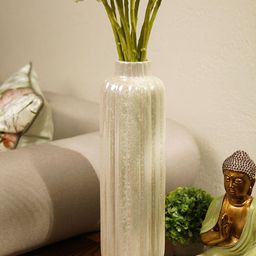 Pure Home and Living Cream Cylindrical-Shaped Handcrafted Decorative Vase-image-91