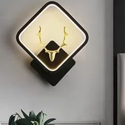 sinoman Black Home Decor Inbuilt Led Fancy Wall Light(Plastic) (3-Lighting Mode) Sqaure H/F Deer)-picture-2