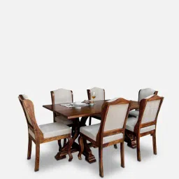 fabuliv Eden Sheesham Wood 6 Seater Dining Set in Teak Finish-picture-12