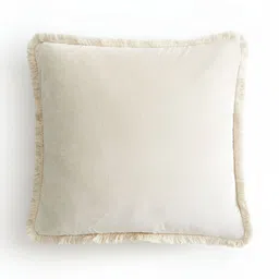 H&M Beige Fringed Velvet Cushion Covers-11