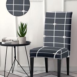Aura Grey & White 6Pcs Printed Stretchable Chair Covers-43