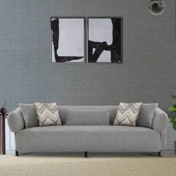 casacraft from pepperfry Salford Boucle Fabric 3 Seater Sofa in Ash Grey Colour-picture-10