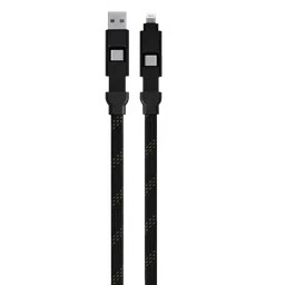 urbn Quad Type A, Type C to Type C, Lightning 3.9 Feet (1.2M) 4-in-1 Cable (Nylon Braided, Camo Black)-4